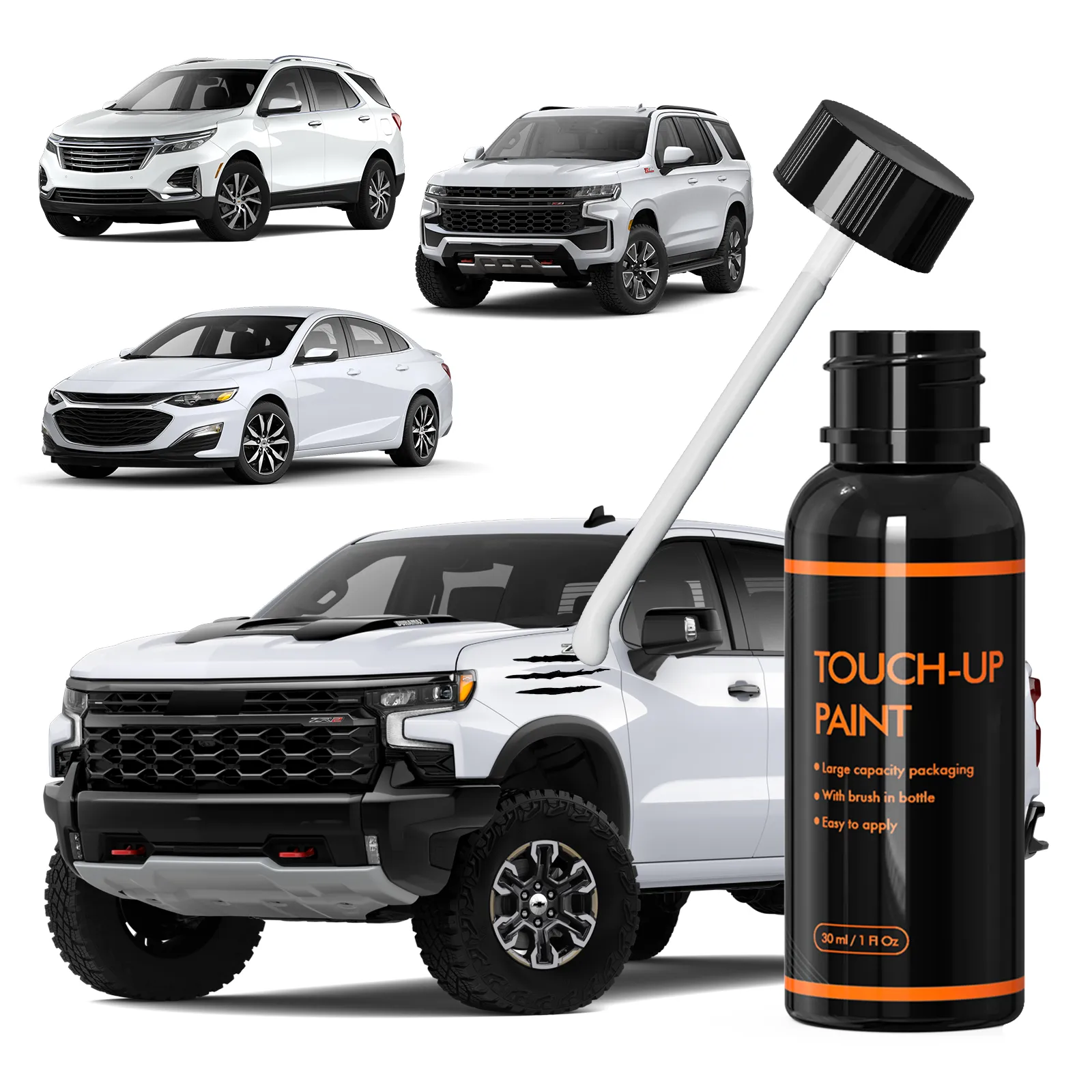 Chevrolet GMC Touch Up Paint Kit on Summit White car for scratch repair and OEM color match