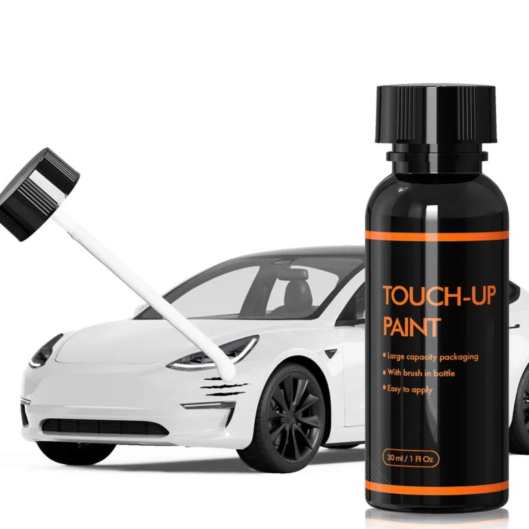 Car Paint Touch Ups on Tesla vehicle, showing smooth glossy finish and precise color match.