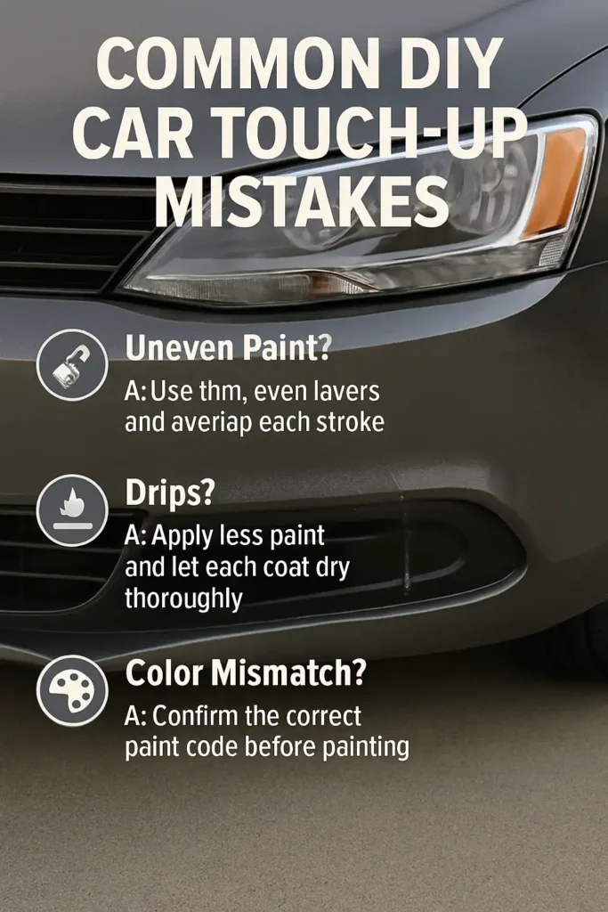 How to Fix Car Bumper Scratches Like a Pro: Your 2024 Guide to Touch-Up Paint Kits That Actually Work 5 DIY car touch up common mistakes infographic showing Q&A tips for successful paint repairs