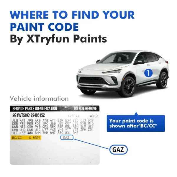 Buick Touch Up Paint Kit Color Code Chart showing all available OEM paint colors for accurate touch up