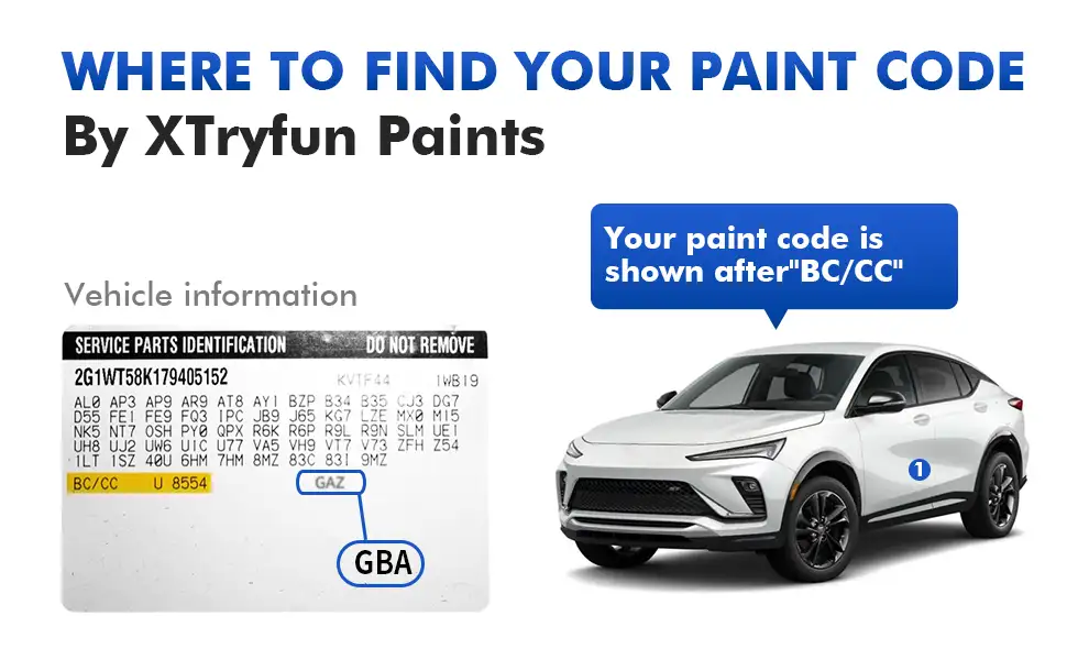 Buick Touch Up Paint Kit Color Code Chart showing OEM color codes for accurate touch up