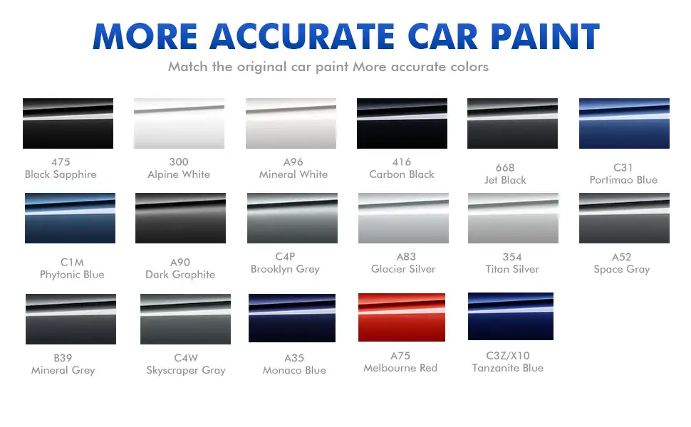 BMW Touch Up Paint Kit – Easy OEM Color Match 3 BMW touch up paint kit color card display showing all available car colors