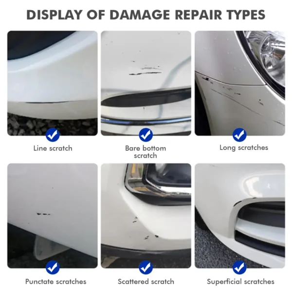 Cadillac damage repair types display showing touch up paint options for scratches and chips