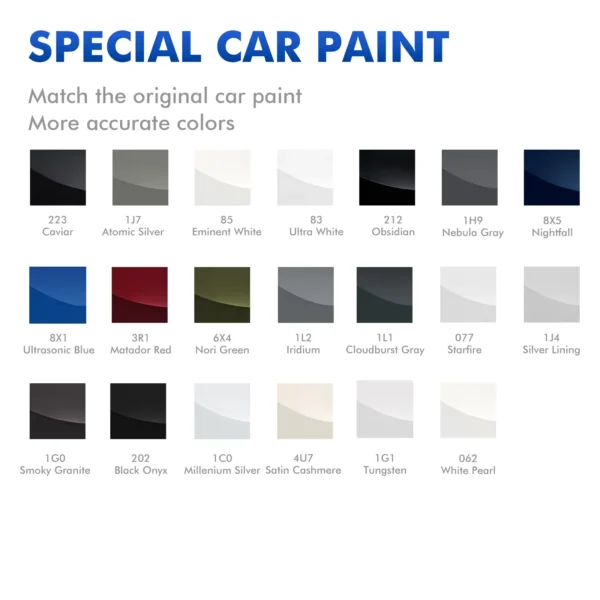 Lexus touch up paint kit color card main view showing complete range of car colors
